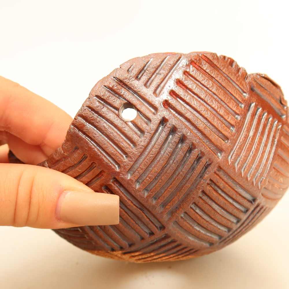 Conchiglia in ceramica per Kokedama 12,5 x 12 x 7,5 cm, colore marrone