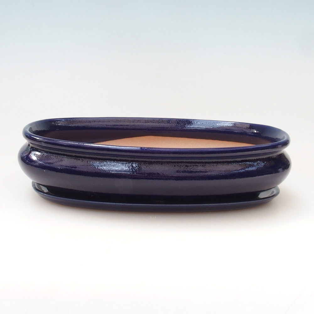 Ciotola bonsai + piattino H15 - 25,5x17,5x6 cm - blu