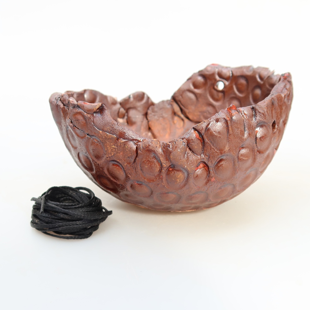 Contenitore in ceramica per Kokedama 13 x 12 x 7,5 cm, colore marrone