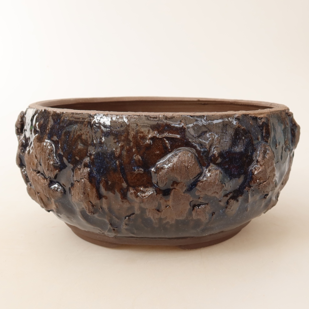 Vaso da bonsai in ceramica 16 x 16 x 8 cm, colore marrone