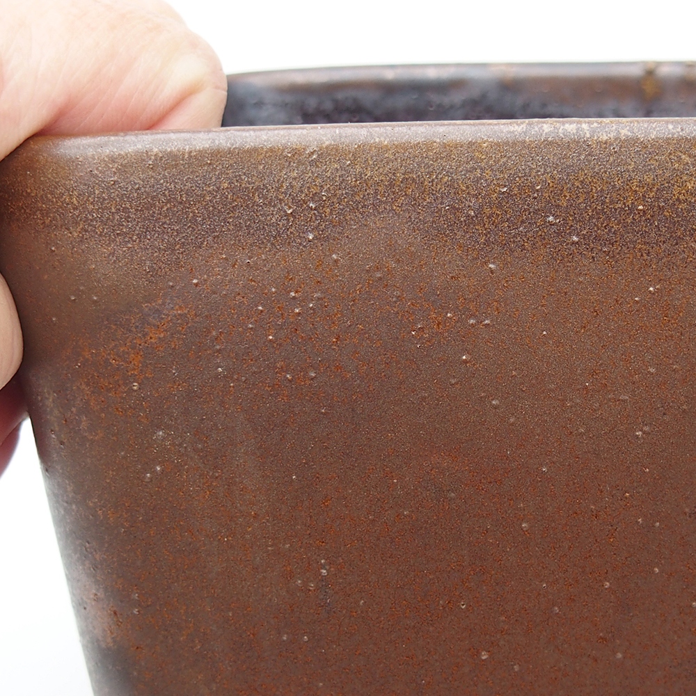 Ciotola per bonsai in ceramica 14 x 14 x 15 cm, marrone