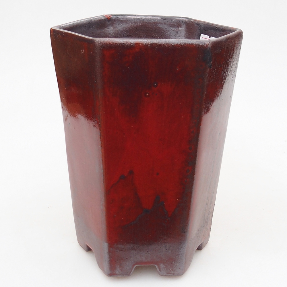 Ciotola per bonsai in ceramica 13 x 11,5 x 17 cm, colore rosso