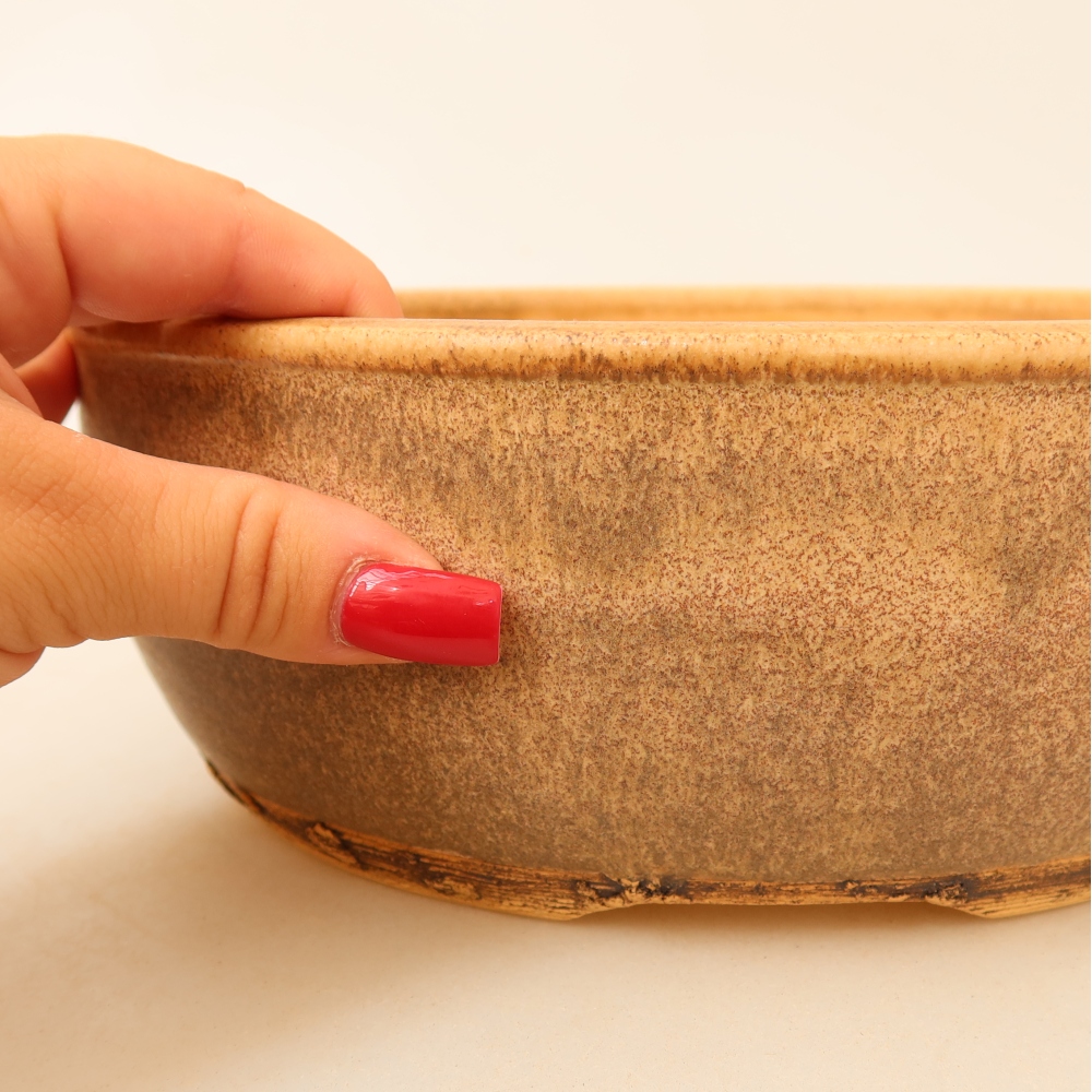 Vaso da bonsai in ceramica 23,5 x 23,5 x 8 cm, colore marrone