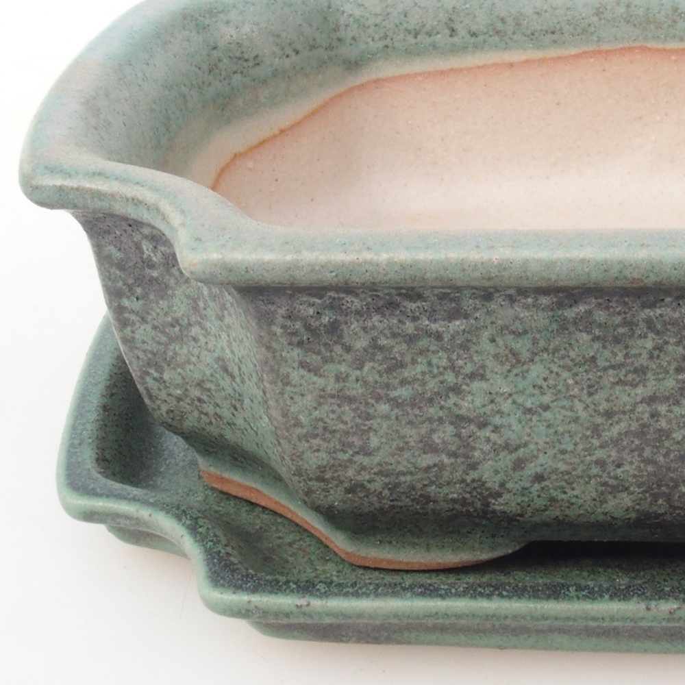 Ciotola bonsai + piattino H17 - 15 x 10 x 4 cm - verde