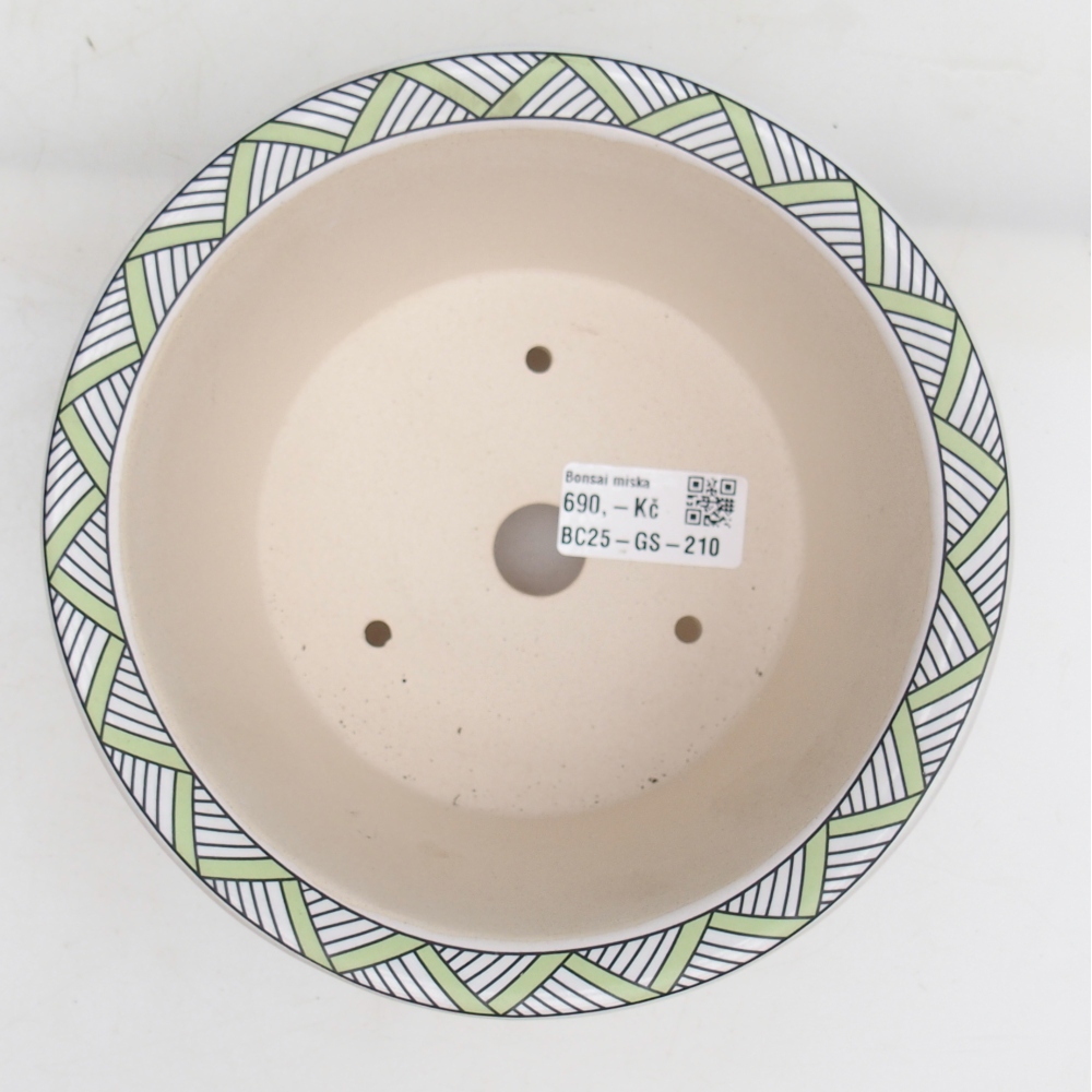 Ciotola bonsai in ceramica 17 x 17 x 9 cm, colore verde-bianco