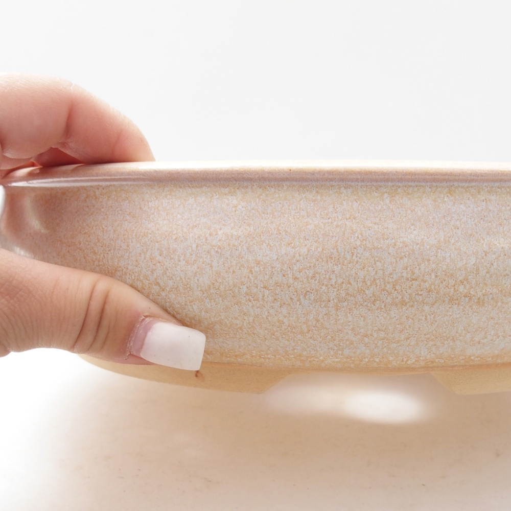 Ciotola per bonsai in ceramica 25,5 x 25,5 x 6 cm, colore beige