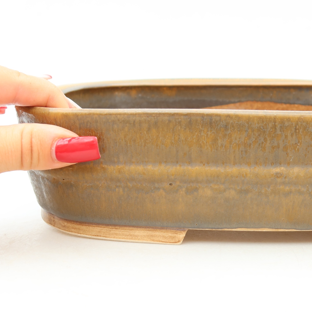 Vaso da bonsai in ceramica 24,5 x 20,5 x 6,5 cm, colore marrone