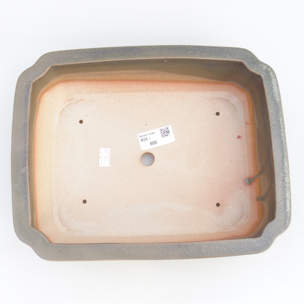 Ciotola per bonsai in ceramica 28 x 22,5 x 7 cm, verde-marrone