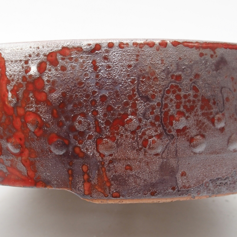 Ciotola per bonsai in ceramica 24,5 x 24,5 x 7 cm, colore rosso