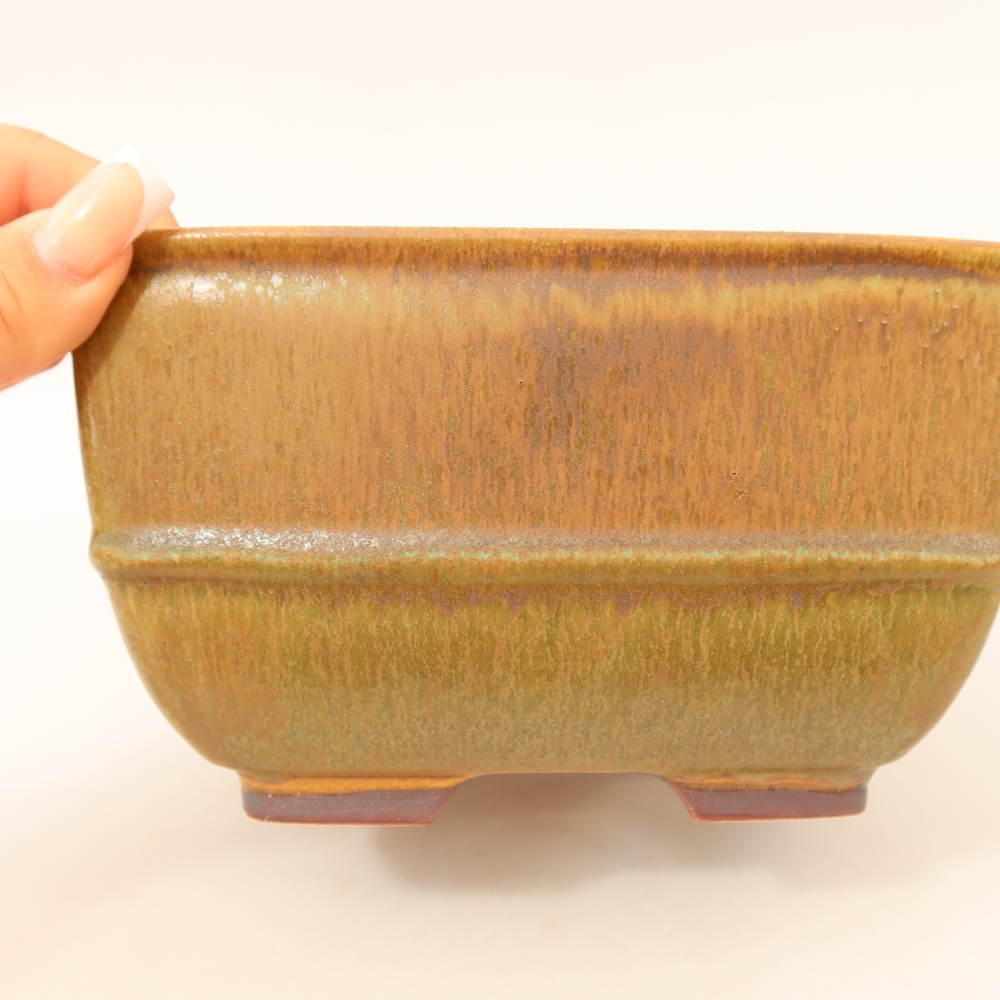 Vaso da bonsai in ceramica 16,5 x 16,5 x 9,5 cm, colore verde