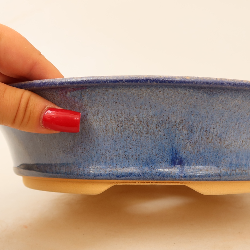 Vaso da bonsai in ceramica 25 x 25 x 6 cm, colore blu