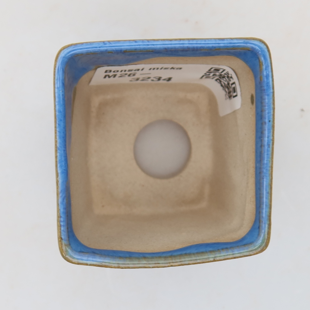 Ciotola per bonsai in ceramica 4,5 x 4,5 x 5 cm, colore blu