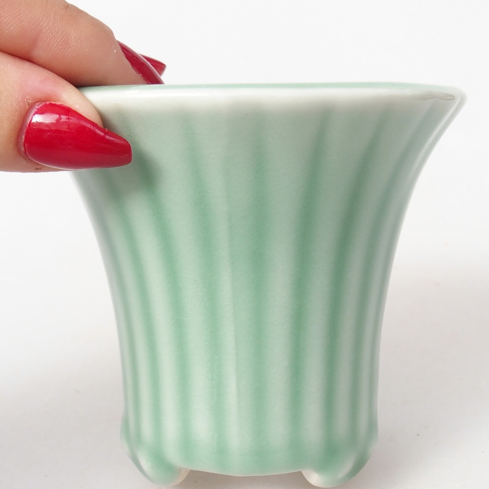 Ciotola per bonsai in ceramica 9 x 9 x 8 cm, verde