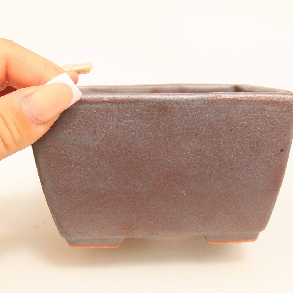Vaso da bonsai in ceramica 10,5 x 10,5 x 6,5 cm, colore metallizzato