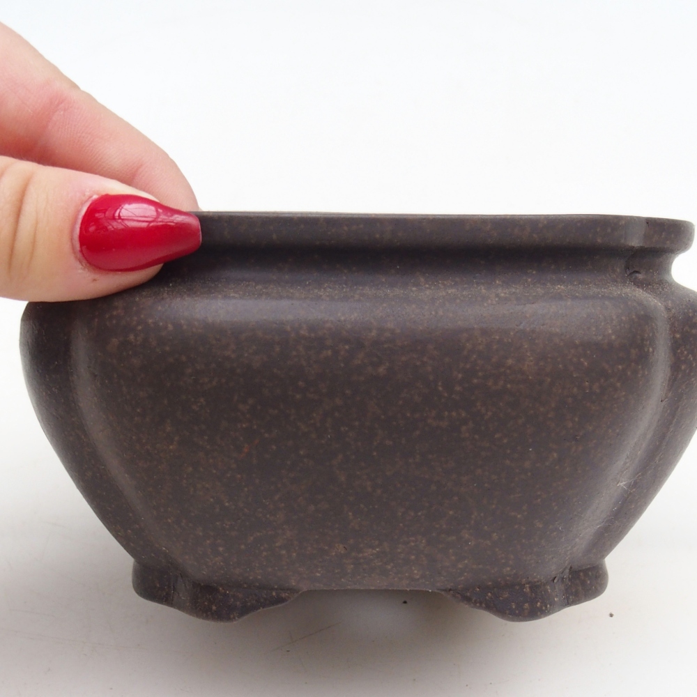 Ciotola per bonsai in ceramica 12 x 12 x 7 cm, colore marrone ocra