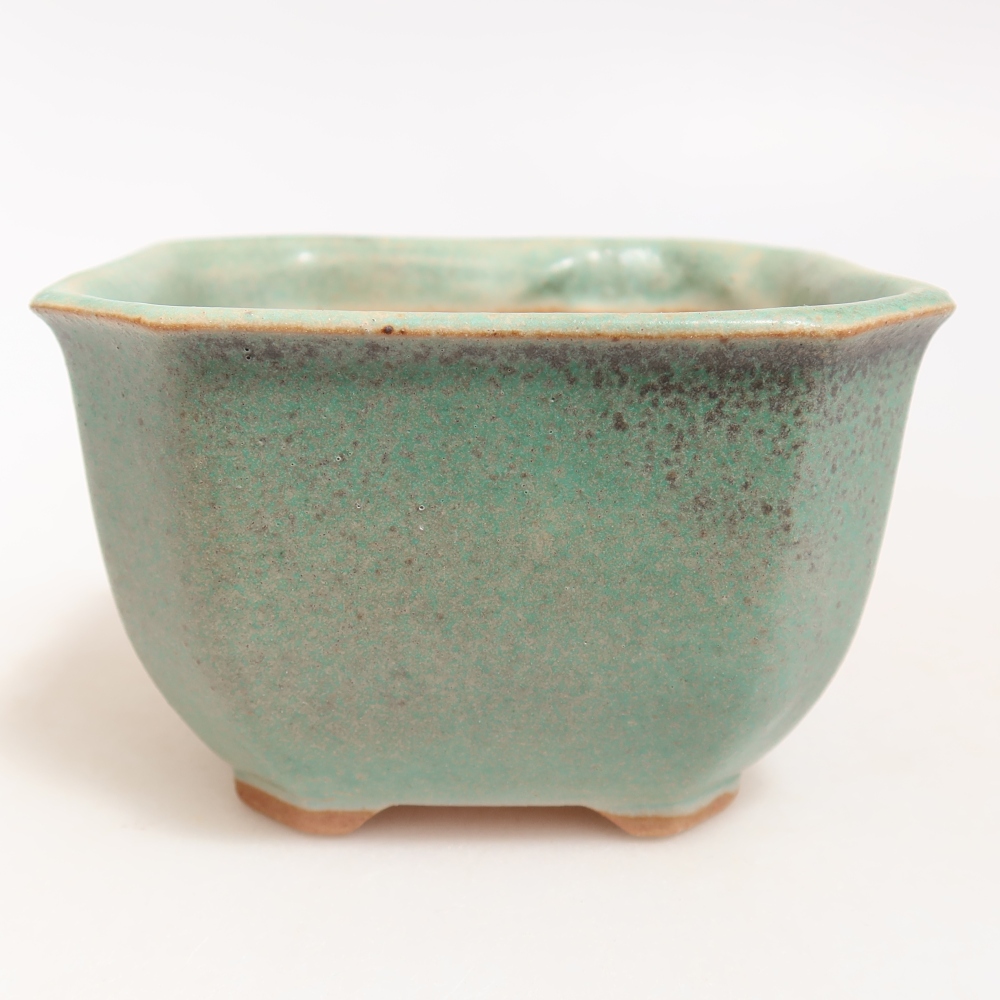 Vaso in ceramica per bonsai 10 x 10 x 6,5 cm, colore verde