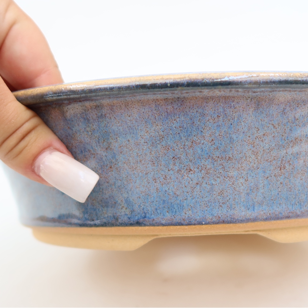Vaso da bonsai in ceramica 23,5 x 23,5 x 6 cm, colore blu