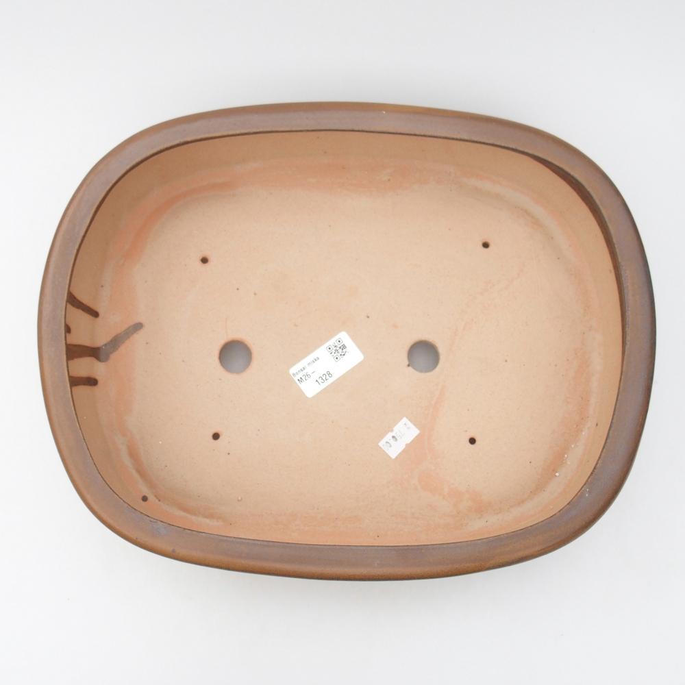 Ciotola per bonsai in ceramica 32 x 25 x 8 cm, marrone
