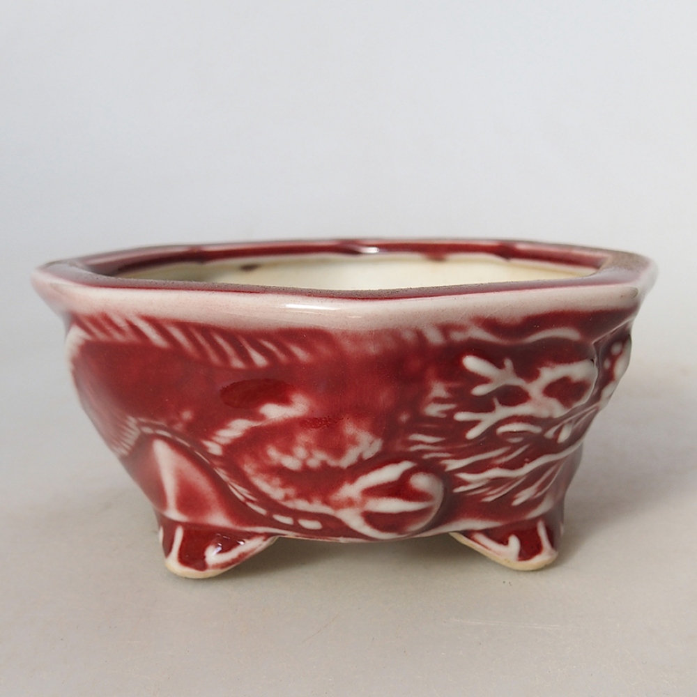 Ciotola per bonsai in ceramica 11 x 10 x 5 cm, colore rosso