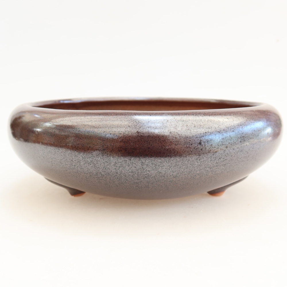 Vaso da bonsai in ceramica 20,5 x 20,5 x 7 cm, colore marrone