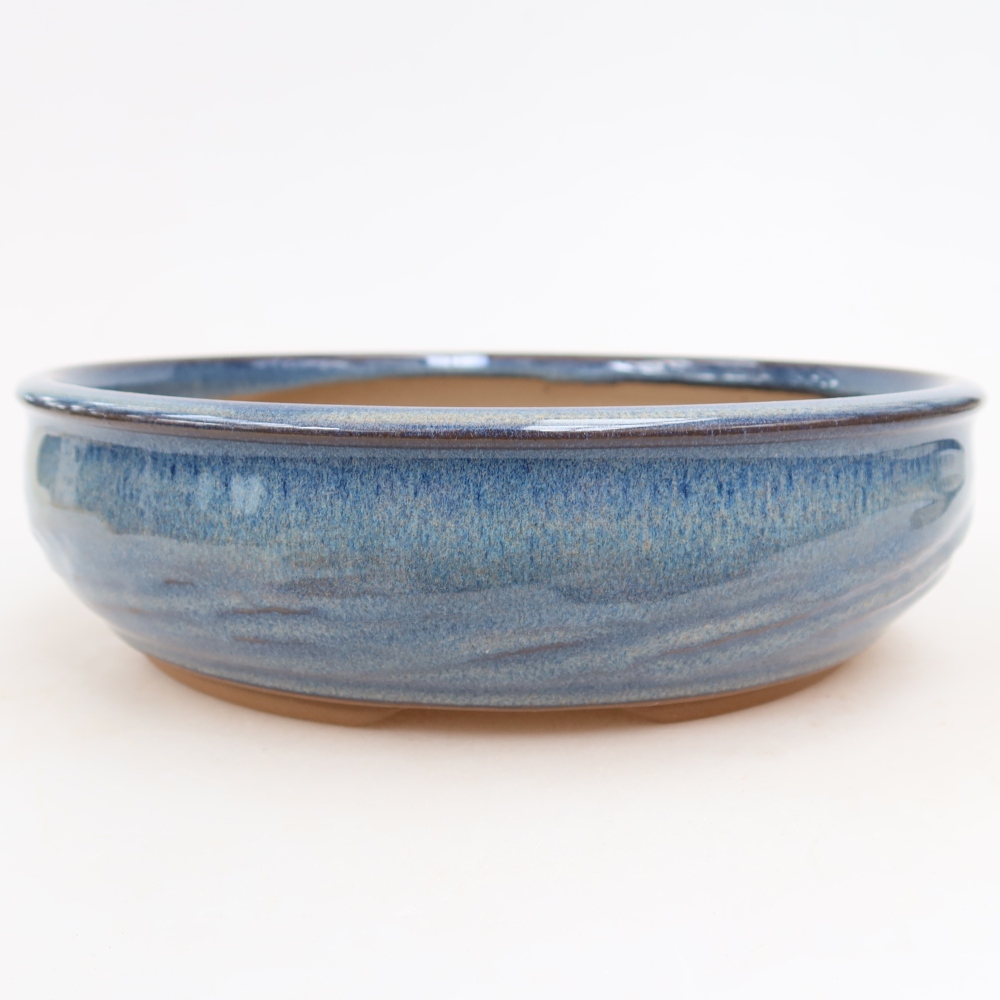 Vaso da bonsai in ceramica 22,5 x 22,5 x 6,5 cm, colore blu