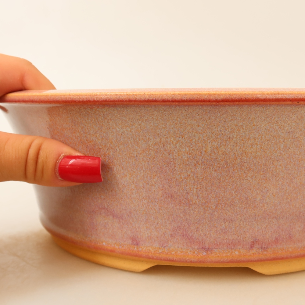 Vaso da bonsai in ceramica 25 x 25 x 8 cm, colore rosa