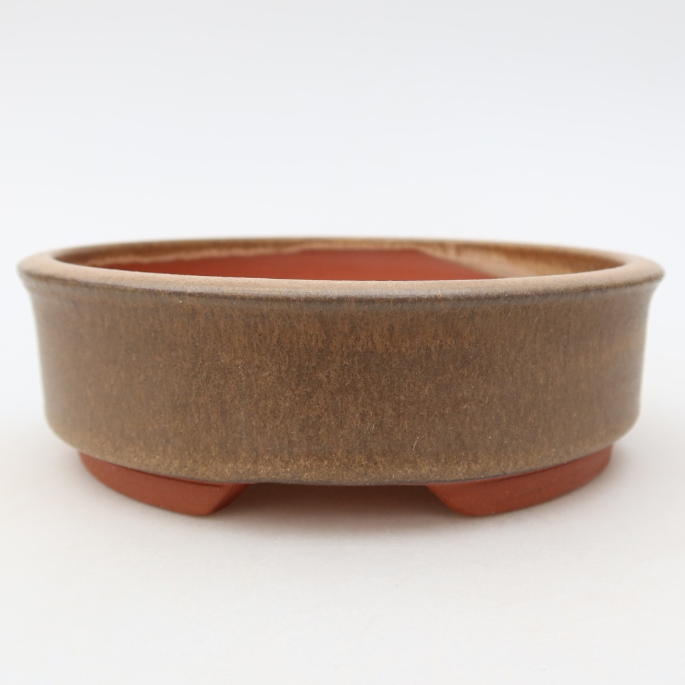 Vaso per bonsai in ceramica 14,5 x 14,5 x 4,5 cm, colore marrone