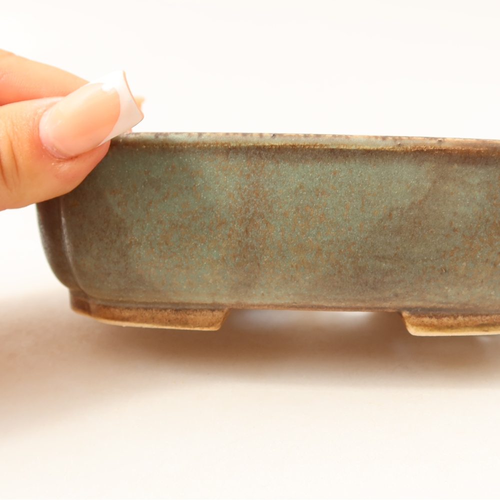 Vaso da bonsai in ceramica 14 x 12 x 4 cm, colore verde
