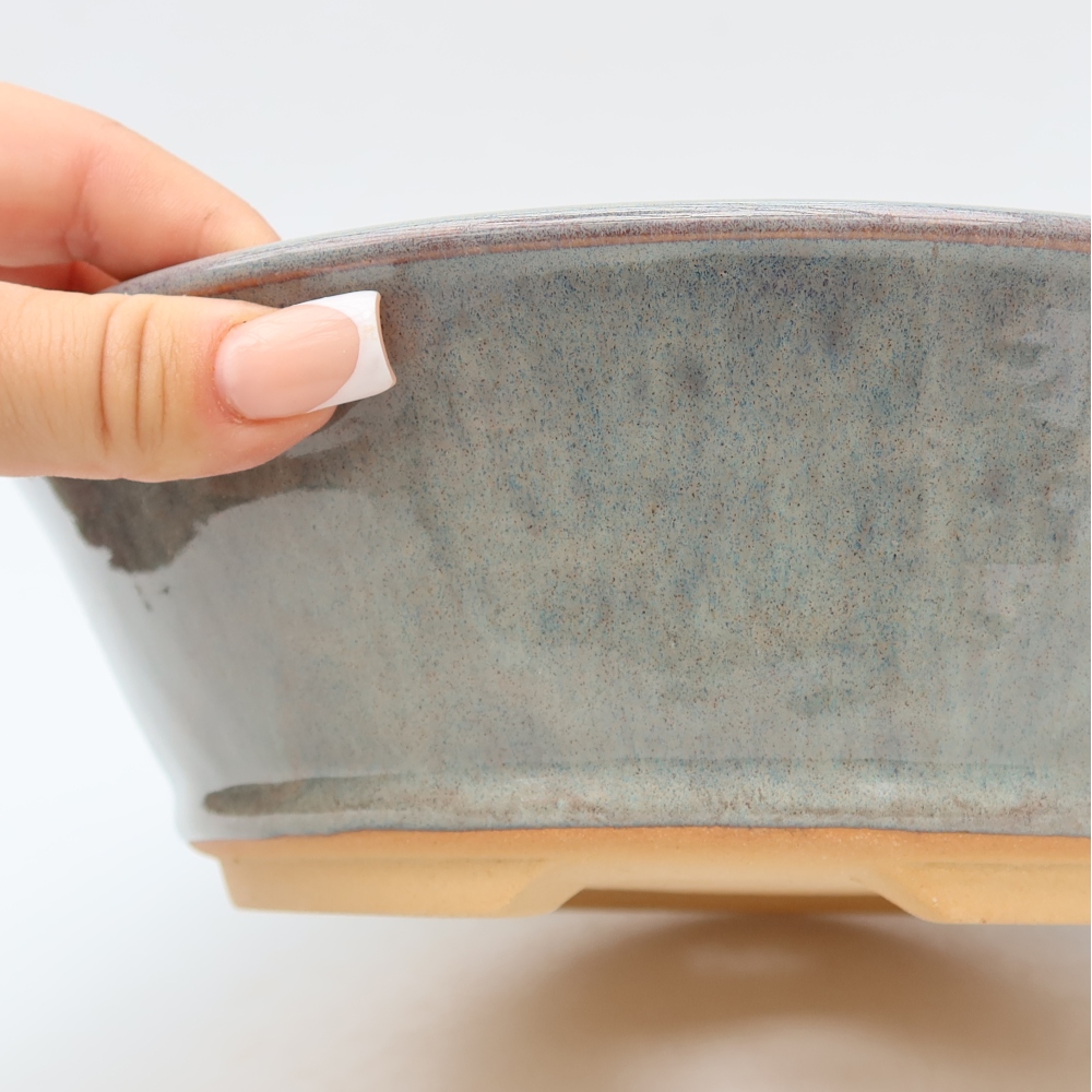 Vaso per bonsai in ceramica 24,5 x 24,5 x 7,5 cm, colore grigio