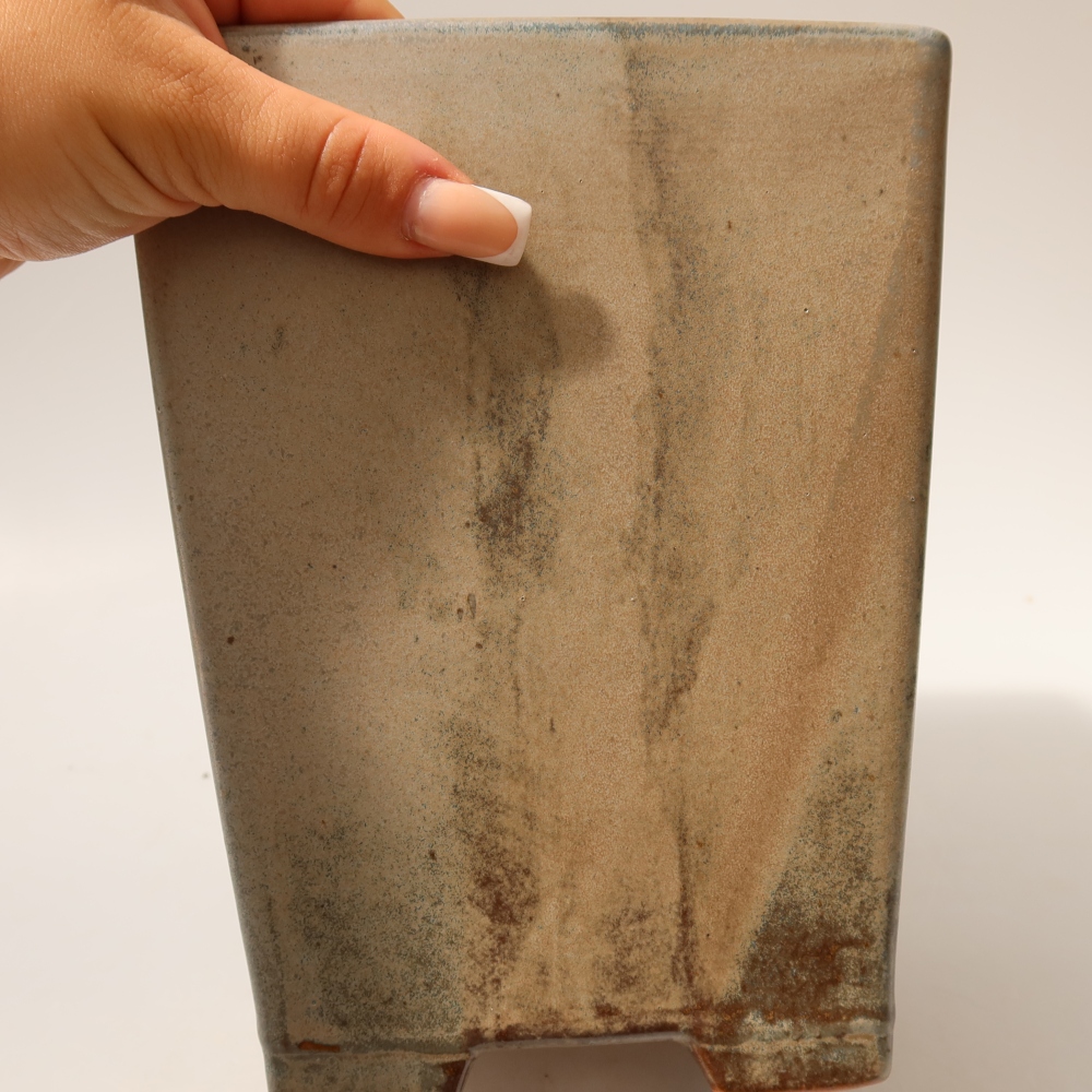Vaso da bonsai in ceramica 15 x 15 x 19,5 cm, colore verde metallizzato