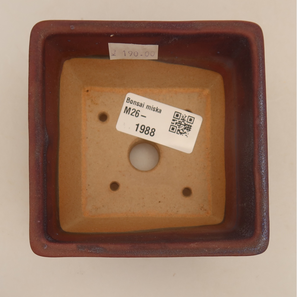 Vaso da bonsai in ceramica 9,5 x 9,5 x 5,5 cm, colore viola