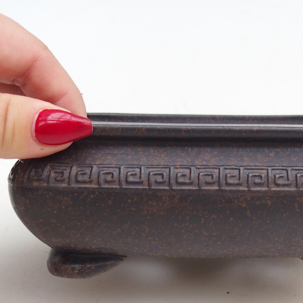 Ciotola per bonsai in ceramica 14,5 x 10 x 5,5 cm, colore marrone ocra