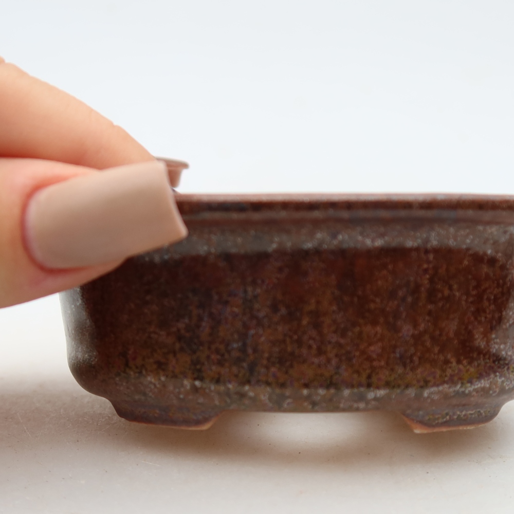 Vaso da bonsai in ceramica 9,5 x 6,5 x 3 cm, colore marrone