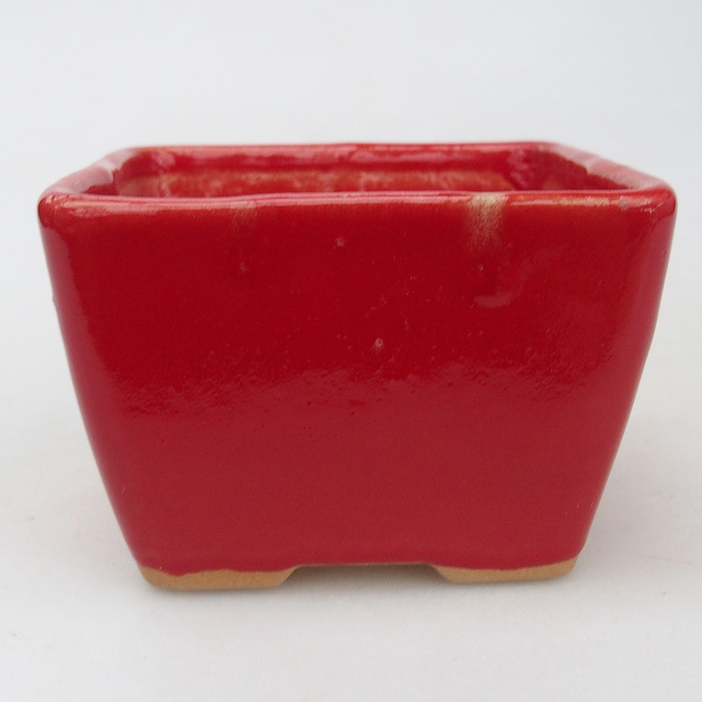 Ciotola per bonsai in ceramica 8,5 x 8,5 x 6 cm, colore rosso