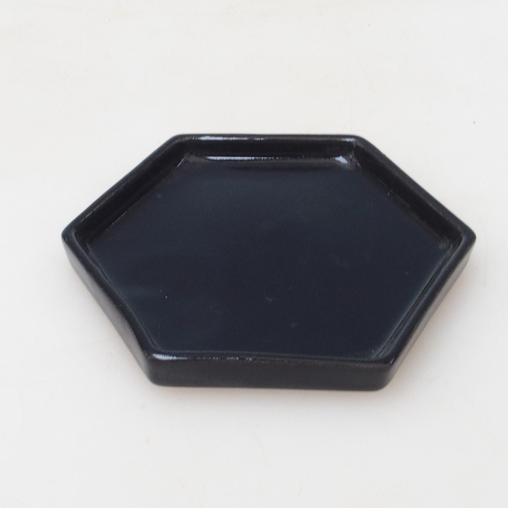 Sottovaso esagonale per bonsai D3 - 11 x 9,5 x 1 cm - nero