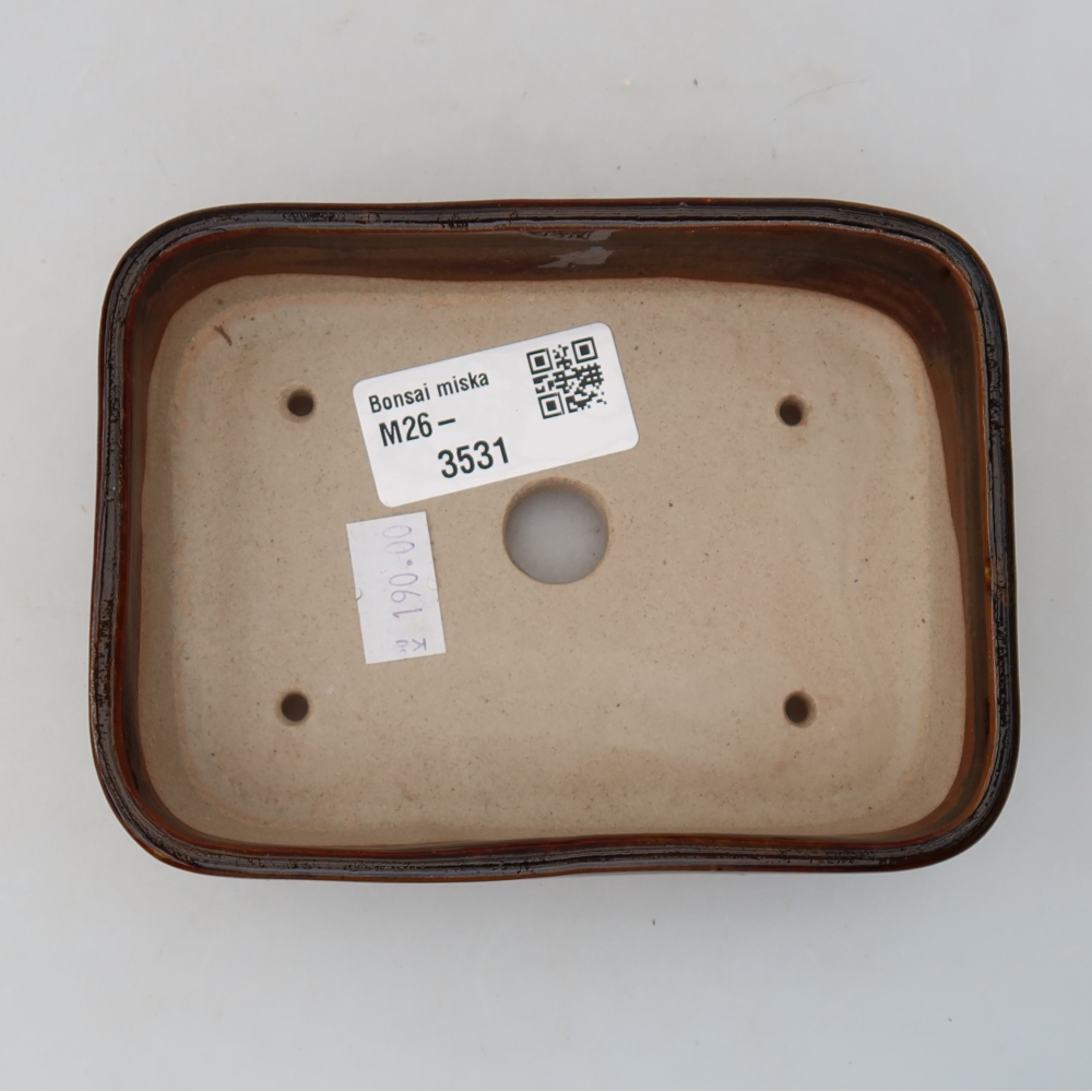 Vaso in ceramica per bonsai 12,5 x 9 x 3,5 cm, colore marrone