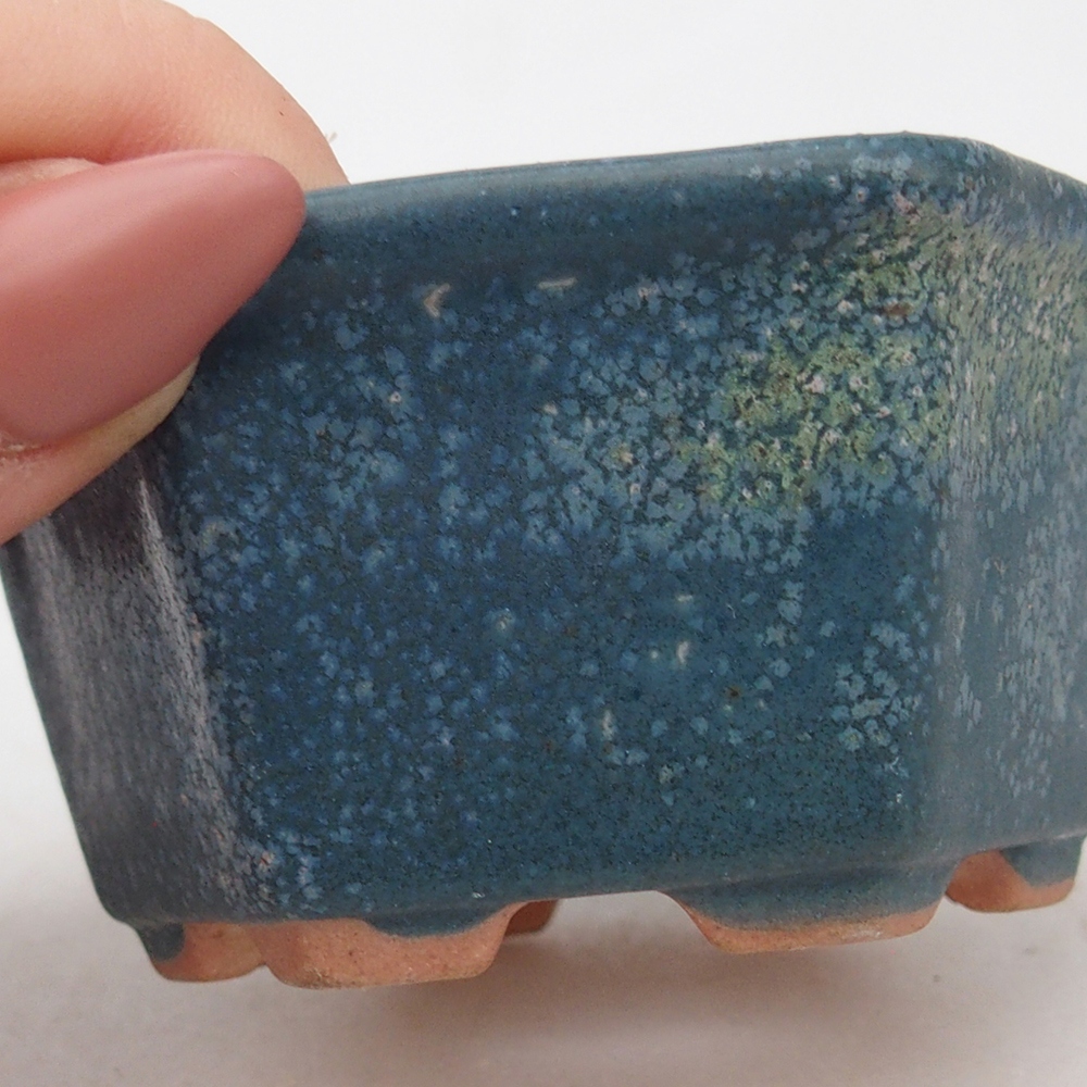 Ciotola per bonsai in ceramica 7,5 x 7 x 4 cm, colore blu