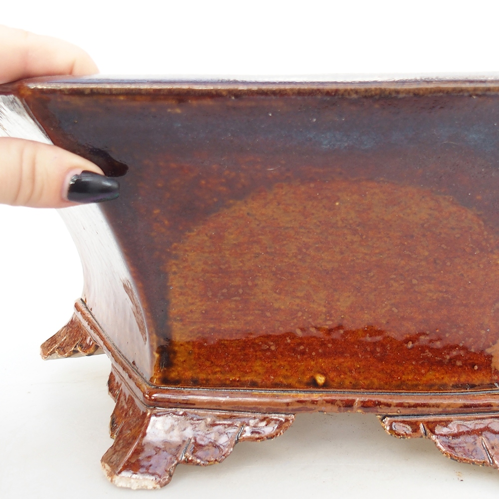 Ciotola per bonsai in ceramica 36 x 31,5 x 14 cm, marrone