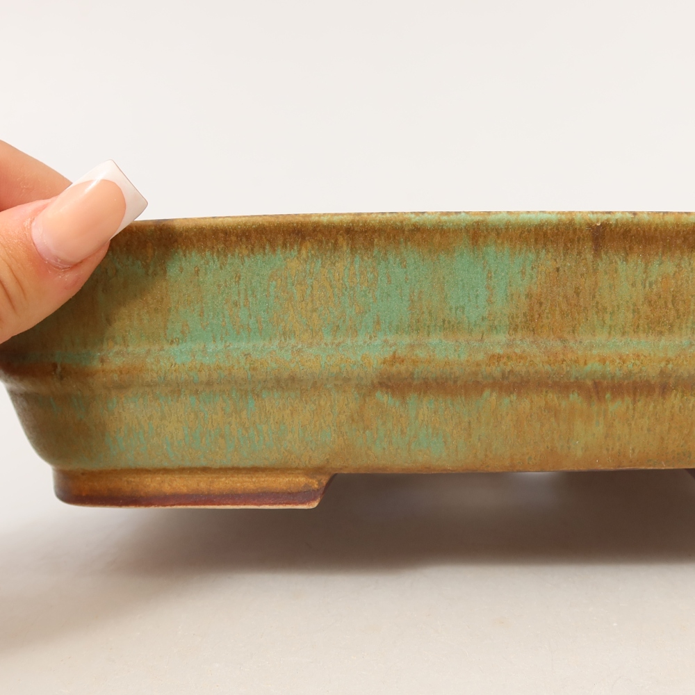 Vaso da bonsai in ceramica 22,5 x 18 x 6 cm, colore verde