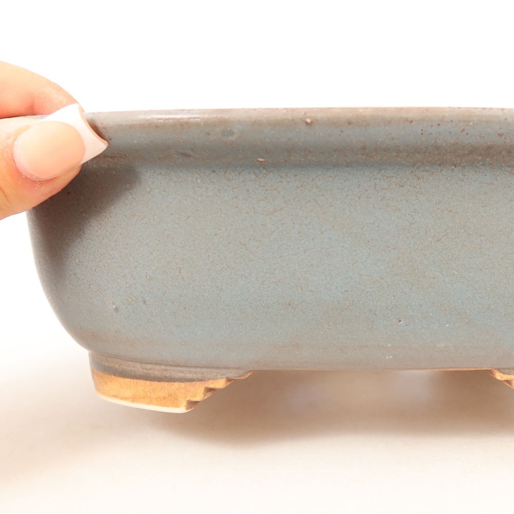 Vaso da bonsai in ceramica 20,5 x 16,5 x 7 cm, colore blu