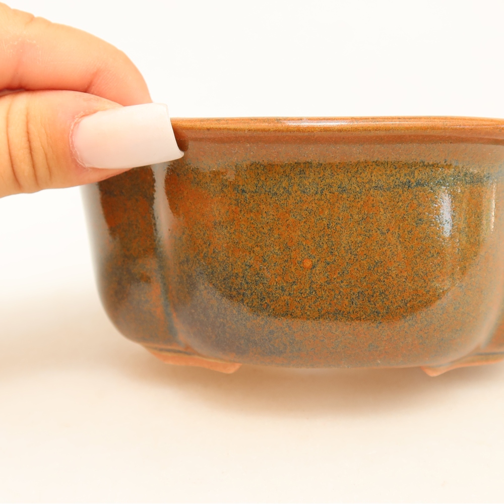 Vaso da bonsai in ceramica 13,5 x 11 x 6 cm, colore marrone