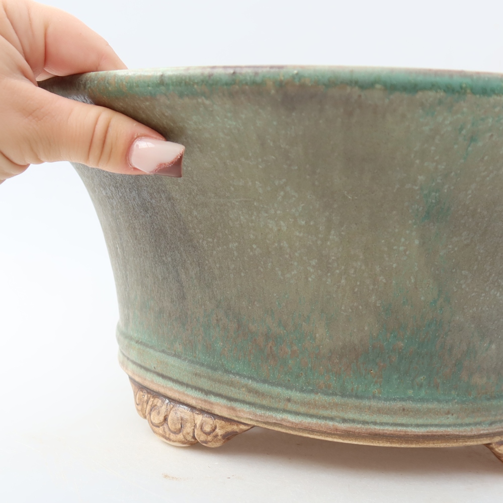 Vaso da bonsai in ceramica 31,5 x 31,5 x 14,5 cm, colore verde