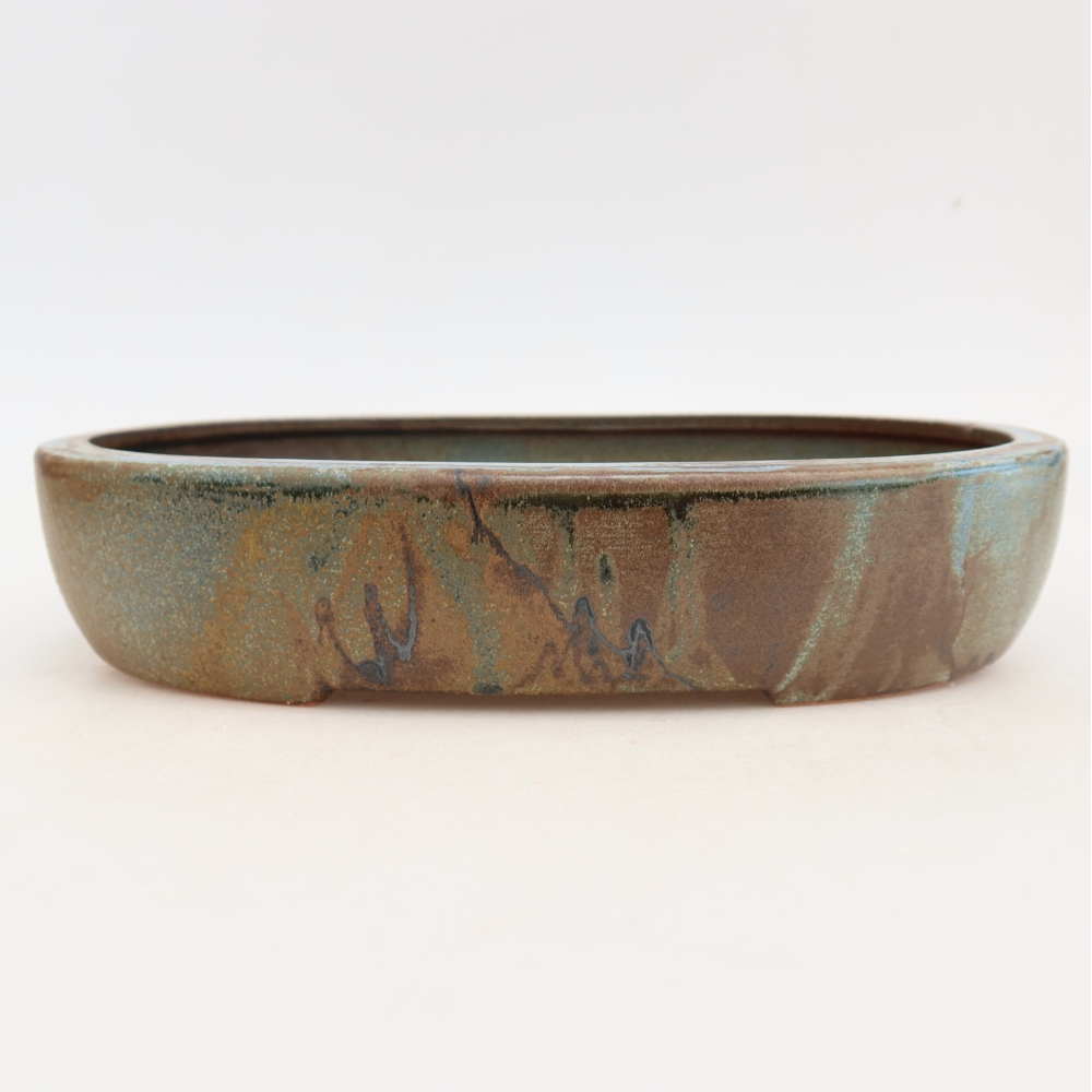 Vaso da bonsai in ceramica 27 x 21 x 5,5 cm, colore blu-marrone
