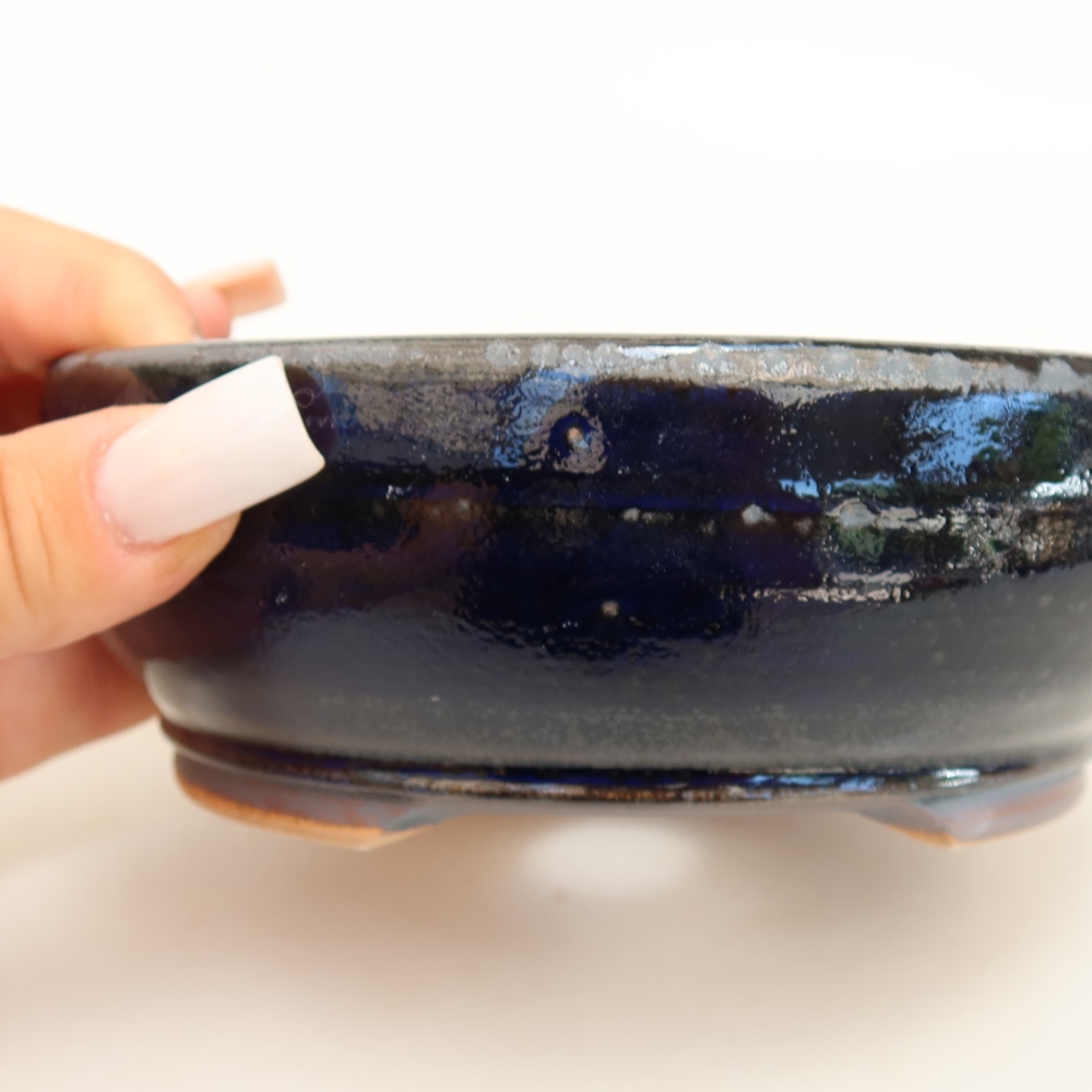 Vaso da bonsai in ceramica 14 x 14 x 5 cm, colore blu