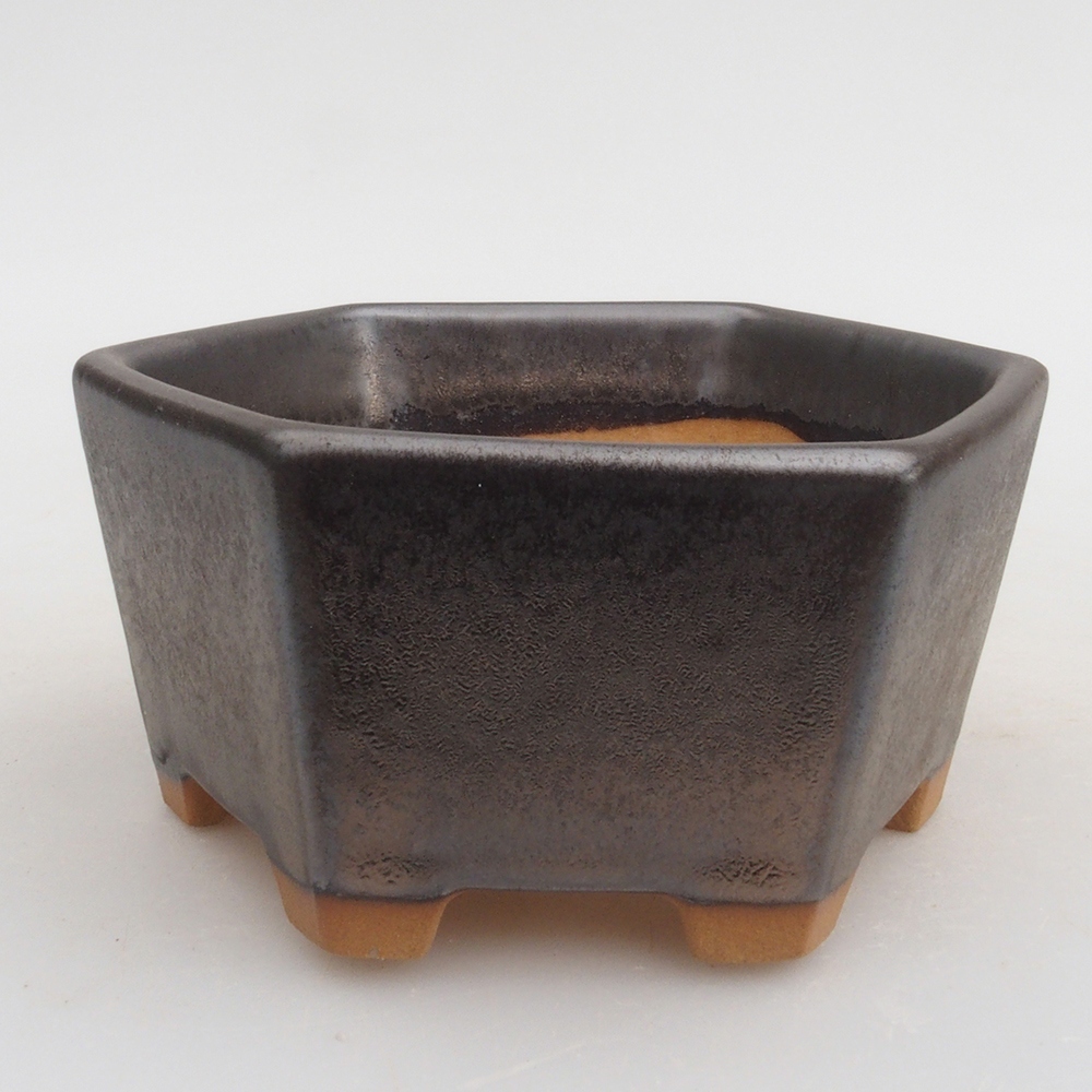 Ciotola bonsai in ceramica 9,5 x 9 x 4,5 cm, colore metallo