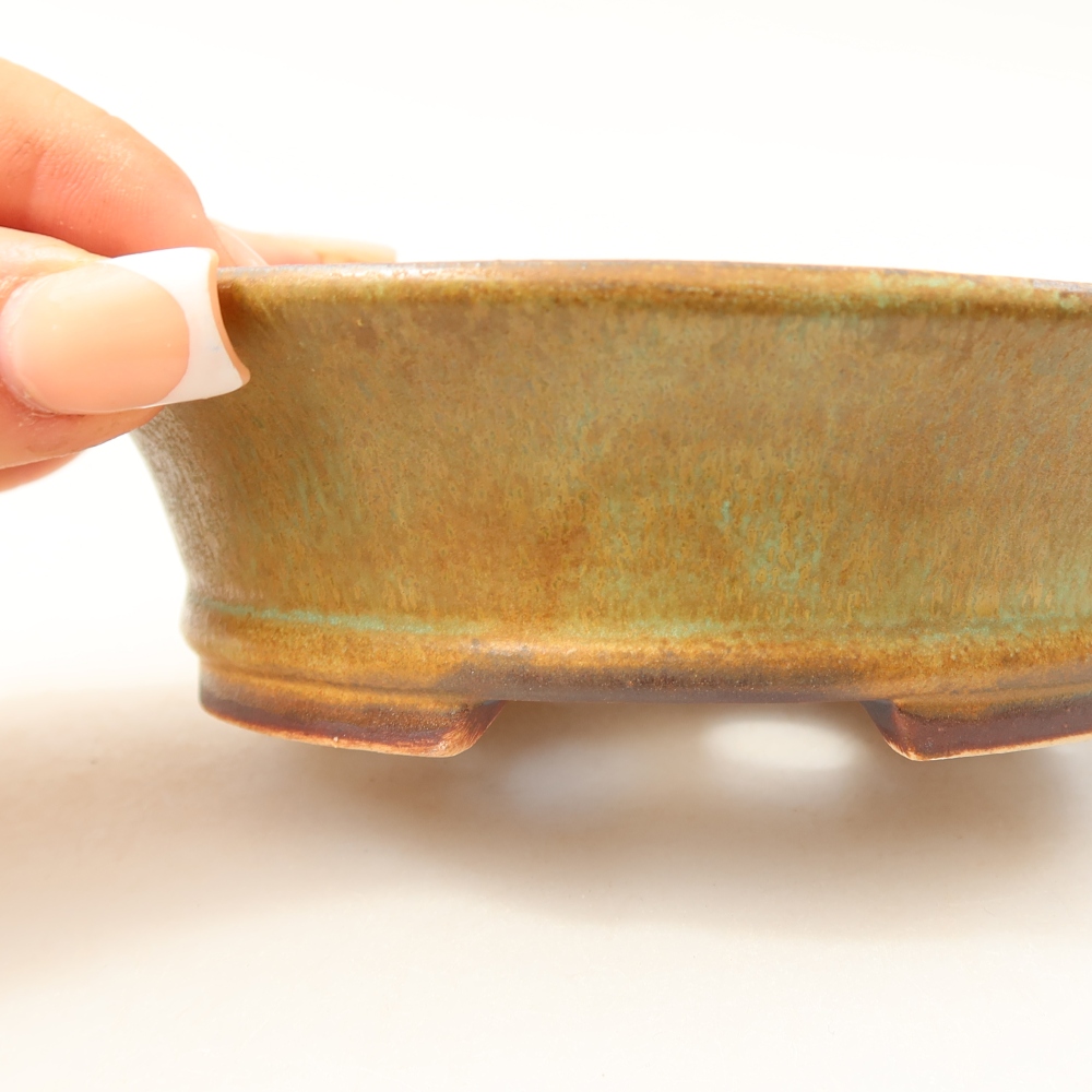 Vaso da bonsai in ceramica 12,5 x 11,5 x 4 cm, colore verde