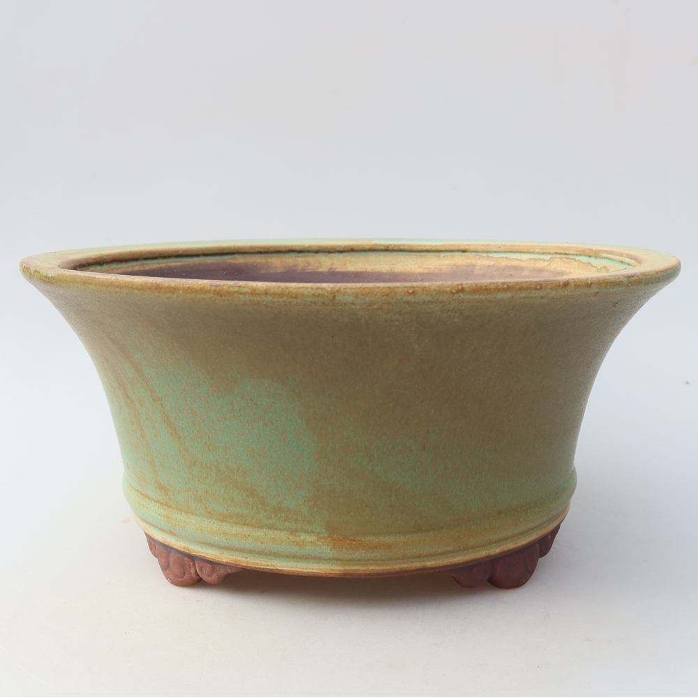 Vaso da bonsai in ceramica 24,5 x 24,5 x 11,5 cm, colore verde