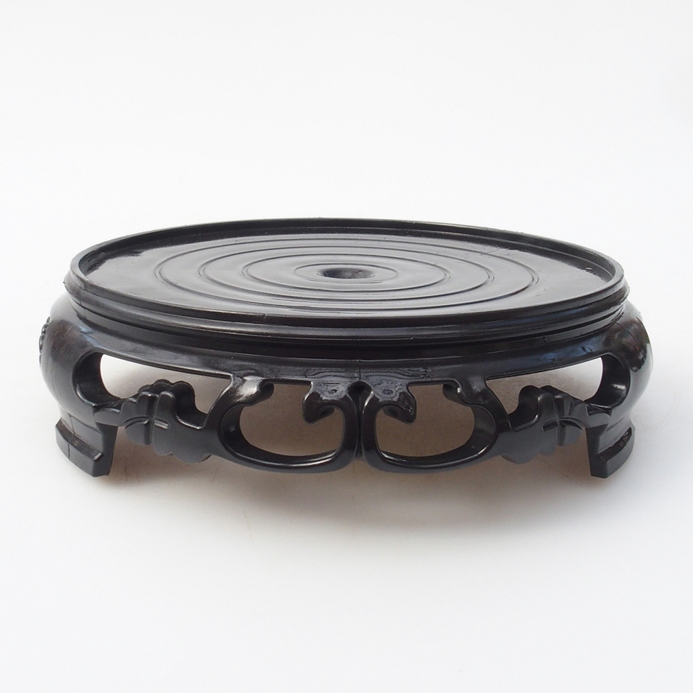 Tavolo per bonsai in plastica rotondo 14,5 x 14,5 x 4 cm, colore nero