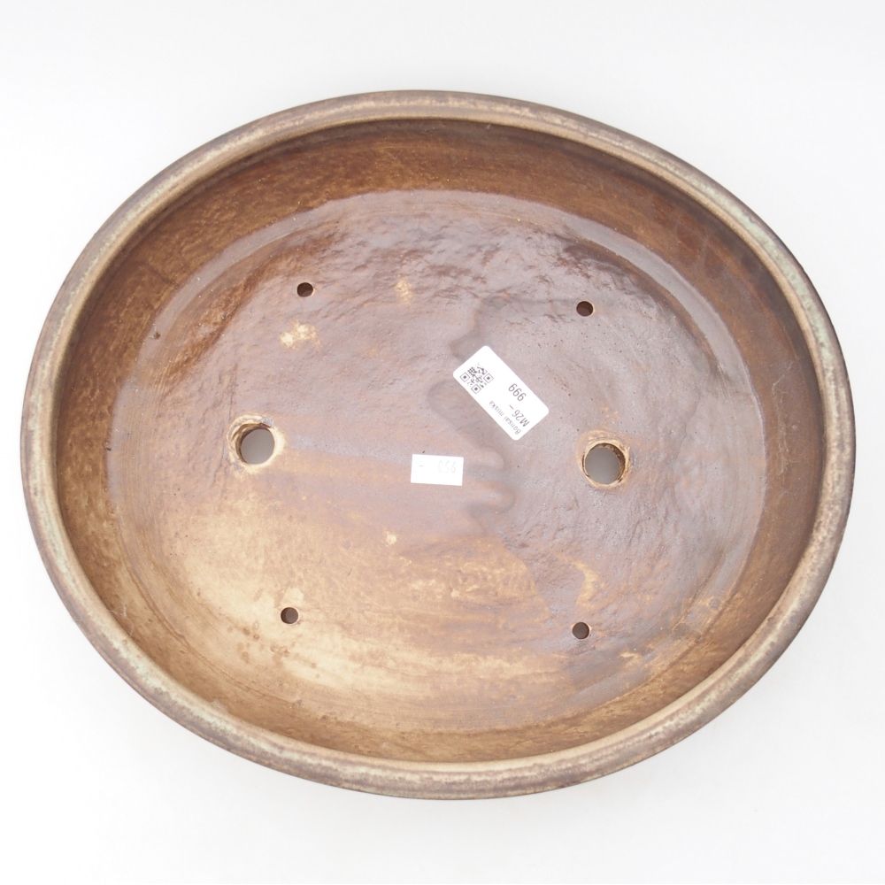 Ciotola per bonsai in ceramica 32 x 28 x 6 cm, marrone