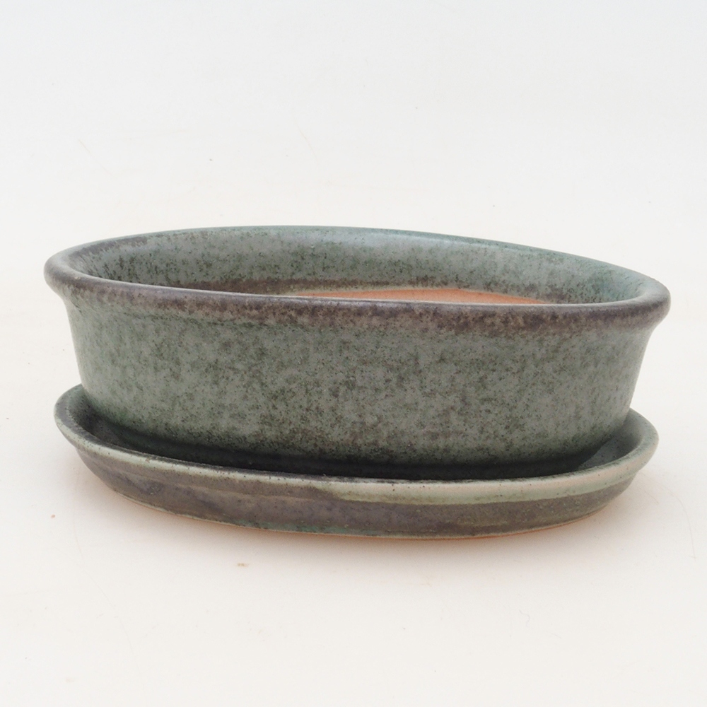 Ciotola per bonsai + piattino H04 - verde